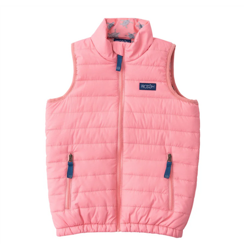 Girl's Puffer Vest Plumeria Pink