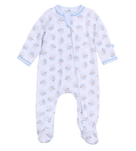 Load image into Gallery viewer, Santa Baby Light Blue Zipper Footie