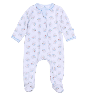 Santa Baby Light Blue Zipper Footie