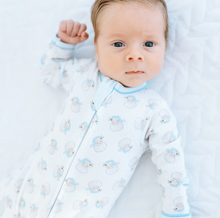 Load image into Gallery viewer, Santa Baby Light Blue Zipper Footie