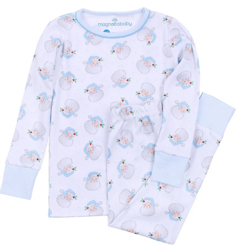 Santa Baby Light Blue Long Pajamas