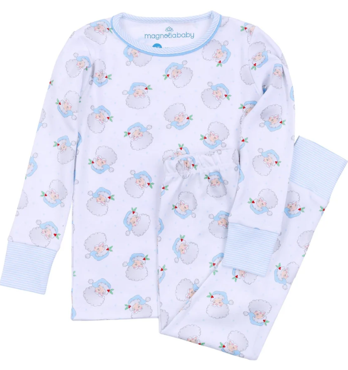 Santa Baby Light Blue Long Pajamas