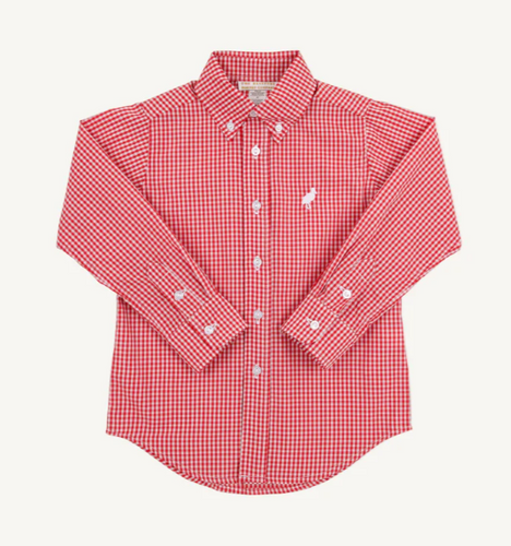 Dean's List Dress Shirt- Richmond Red Mini Gingham/ Worth Ave White