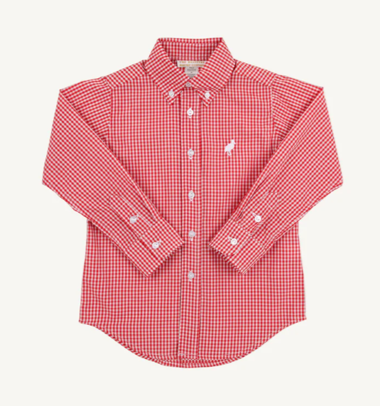 Dean's List Dress Shirt- Richmond Red Mini Gingham/ Worth Ave White