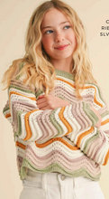 Load image into Gallery viewer, Crew Neck Wavy Rib Knit Sweater