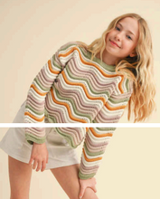Load image into Gallery viewer, Crew Neck Wavy Rib Knit Sweater