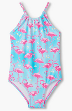 Load image into Gallery viewer, Whimsical Flamingos Gather Front Swimsuit