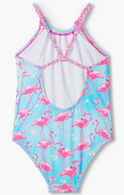 Load image into Gallery viewer, Whimsical Flamingos Gather Front Swimsuit