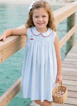 Load image into Gallery viewer, Ella Dress Brentwood Blue Pique, Sailboat