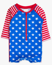 Load image into Gallery viewer, Stars &amp; Stripes Long Sleeve One Piece Rash Guard Swimsuit