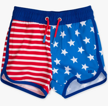 Load image into Gallery viewer, Stars &amp; Stripes Performance Hybrid Dolphin Hem Swim Trunks