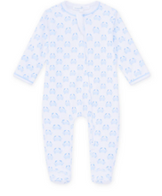 Load image into Gallery viewer, Little Crawlers Print Zip Footie - Light Blue