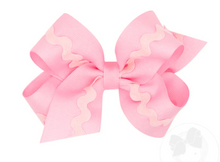 Load image into Gallery viewer, Medium Grosgrain Hair Bow with Ric-Rac Trim