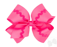 Load image into Gallery viewer, King Grosgrain Hair Bow with Ric-Rac Trim