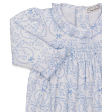 Load image into Gallery viewer, Delicate Blooming Bows Blue Smocked Playsuit