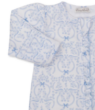 Load image into Gallery viewer, Delicate Blooming Bows Blue Zip Footie