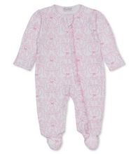 Load image into Gallery viewer, Delicate Blooming Bows Pink Zip Footie