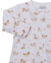 Load image into Gallery viewer, Brown Puppy Paws Zipper Footie