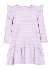 Load image into Gallery viewer, Sadie T-Shirt Dress - Lavender Sparkle Stripe
