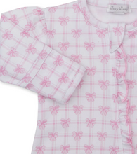 Load image into Gallery viewer, Pink Windowpane Bows Zip Footie