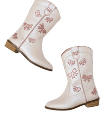 Load image into Gallery viewer, Cowgirl White + Pink Bow Boots