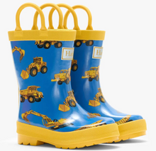 Load image into Gallery viewer, Construction Trucks Rain Boots with Handles