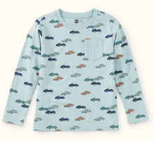 Load image into Gallery viewer, Mini Cars Long Sleeve Printed Pocket Tee