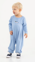 Load image into Gallery viewer, Long Sleeve Bradford Romper- Sarasota Sky/ Worth Ave White/ Duck