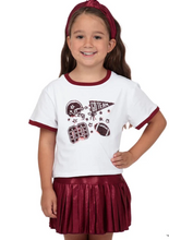 Load image into Gallery viewer, Sequin Football Elements Boxy T Maroon