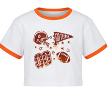 Load image into Gallery viewer, Sequin Football Elements Boxy T Orange