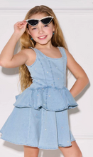Load image into Gallery viewer, Twinkle Denim Peplum Dress