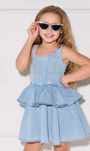 Load image into Gallery viewer, Twinkle Denim Peplum Dress