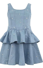 Load image into Gallery viewer, Twinkle Denim Peplum Dress