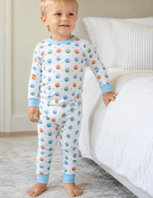 Load image into Gallery viewer, Pumpkin Party Long Pajamas - Light Blue