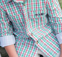 Load image into Gallery viewer, Founders Kids Long Sleeve Fishing Shirt-Holiday Plaid