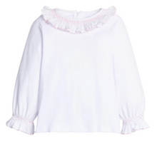Load image into Gallery viewer, Smocked Madeline Blouse- White with Light Pink