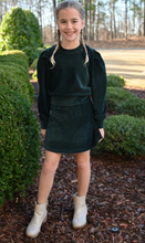 Load image into Gallery viewer, Libba Skirt Dark Green Velour