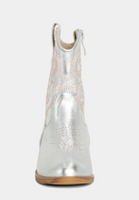 Load image into Gallery viewer, ShuShop Zita Mini Cowgirl Boots - Silver
