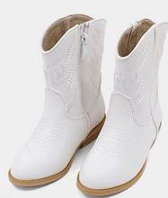 Load image into Gallery viewer, Zahara Mini Cowgirl Boots- White