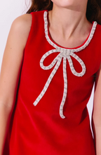 Load image into Gallery viewer, Red Velvet Bow Princess Dress