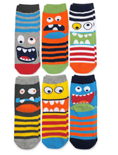 Load image into Gallery viewer, Jefferies Socks Fun Monster Crew Socks 6 Pair Pack