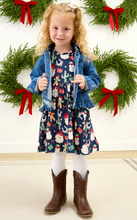 Load image into Gallery viewer, Girls Giddy Up Santa Western Christmas Knit Long Sleeve Twirl Dress