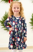 Load image into Gallery viewer, Girls Giddy Up Santa Western Christmas Knit Long Sleeve Twirl Dress