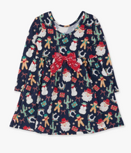 Load image into Gallery viewer, Girls Giddy Up Santa Western Christmas Knit Long Sleeve Twirl Dress