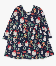 Load image into Gallery viewer, Girls Giddy Up Santa Western Christmas Knit Long Sleeve Twirl Dress
