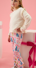 Load image into Gallery viewer, Girls Merry &amp; Bright Christmas Bows Ruffle Flare Pants
