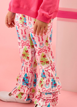 Load image into Gallery viewer, Toddler Girls Merry &amp; Bright Christmas Bows Ruffle Flare Pants with Signature Rear Ruffles