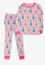 Load image into Gallery viewer, SoftSnooze™ Girls Bamboo Viscose Merry &amp; Bright Christmas Bows Ruffle Long Sleeve Pajama Set