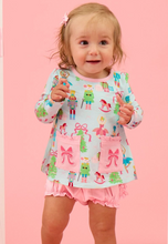 Load image into Gallery viewer, Baby Girls Nutcracker Christmas Wishes Knit Long Sleeve Applique Pocket Swing Top &amp; Ruffle Bloomer Set