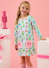 Load image into Gallery viewer, Girls Nutcracker Christmas Wishes Knit A-line Applique Pockets Dress